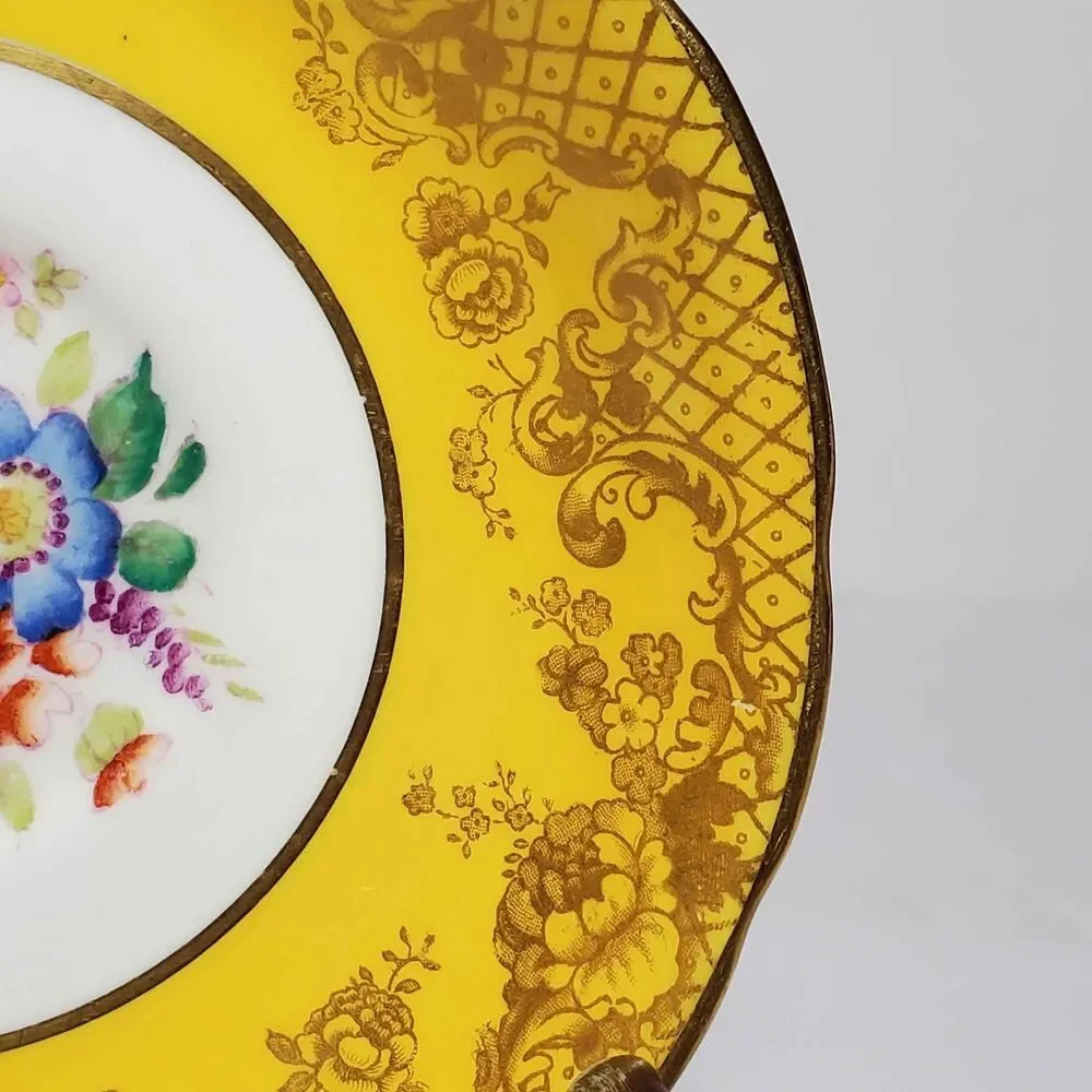 Hammersley Teacup and Saucer Yellow Pink Blue Flowers Bone China Vintage